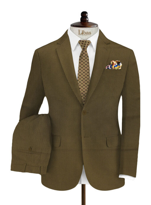 Panero Men's Terry Rayon Structured 3.75 Meter Unstitched Suiting Fabric (Peanut Brown)