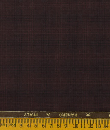 Panero Men's Terry Rayon Checks 3.75 Meter Unstitched Suiting Fabric (Wine)