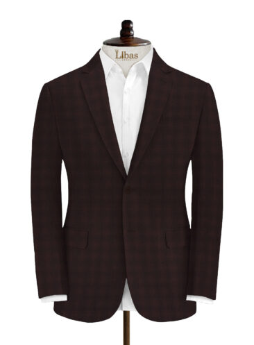 Panero Men's Terry Rayon Checks 3.75 Meter Unstitched Suiting Fabric (Wine)
