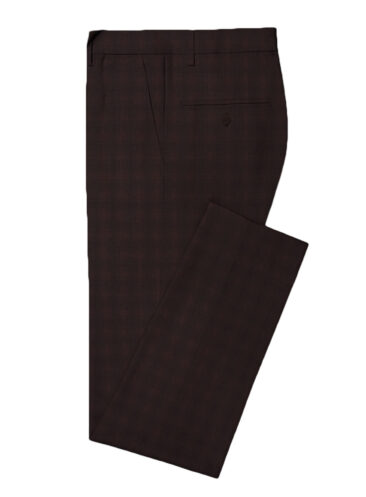 Panero Men's Terry Rayon Checks 3.75 Meter Unstitched Suiting Fabric (Wine)