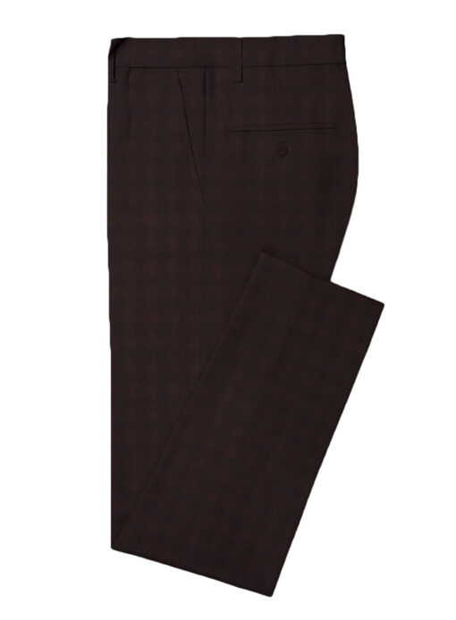 Panero Men's Terry Rayon Checks 3.75 Meter Unstitched Suiting Fabric (Wine)