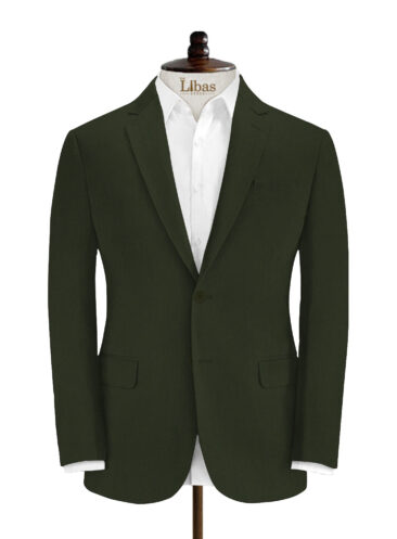 Panero Men's Terry Rayon Structured 3.75 Meter Unstitched Suiting Fabric (Dark Moss Green)
