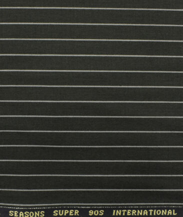 Panero Men's Wool Striped 3.75 Meter Unstitched Suiting Fabric (Blackish Grey)
