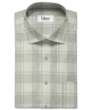 Soktas Men's Giza Cotton Checks 2.25 Meter Unstitched Shirting Fabric (White)