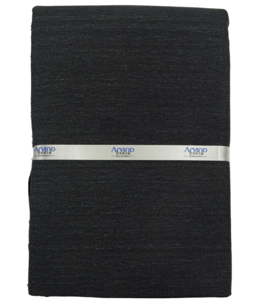 Arvind Men's Cotton Self Design 1.50 Meter Unstitched Jeans Fabric (Plantinum Black)