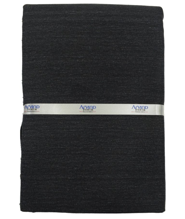 Arvind Men's Cotton Self Design 1.50 Meter Unstitched Jeans Fabric (Plantinum Black)