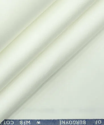 Burgoyne Men's Cotton Solids 1.50 Meter Unstitched Trouser Fabric (White)