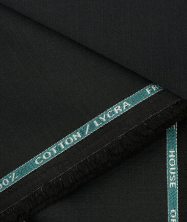 Burgoyne Men's Cotton Solids 1.50 Meter Unstitched Trouser Fabric (Black)