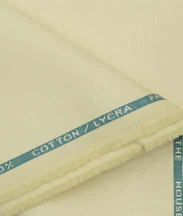 Burgoyne Men's Cotton Solids 1.50 Meter Unstitched Trouser Fabric (Cream)