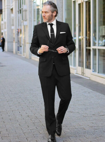 Cavalero Men's Wool Solids Super 180's 3.75 Meter Unstitched Suiting Fabric (Black)