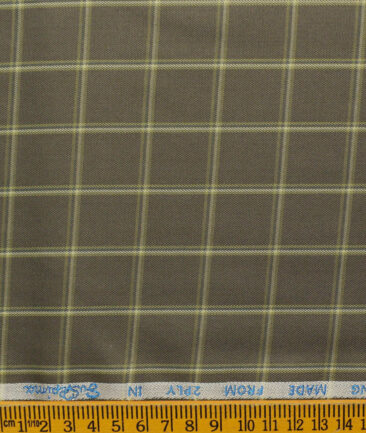 J.Hampstead Men's Cotton Checks 1.50 Meter Unstitched Trouser Fabric (Brown)