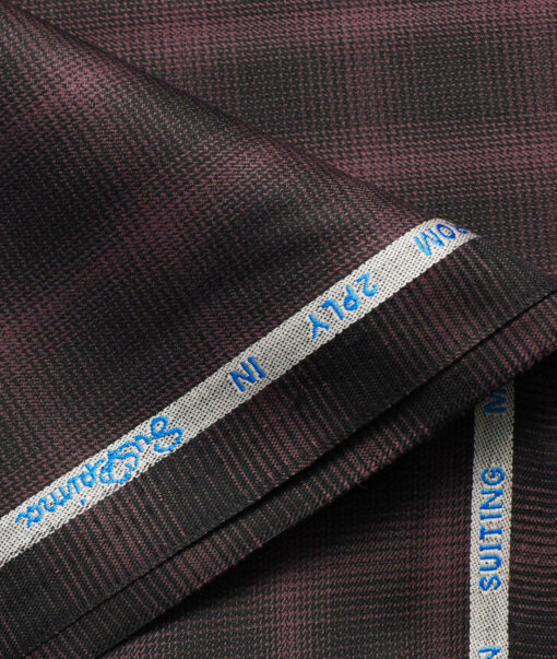 J.Hampstead Men's Cotton Checks 1.50 Meter Unstitched Trouser Fabric (Wine)