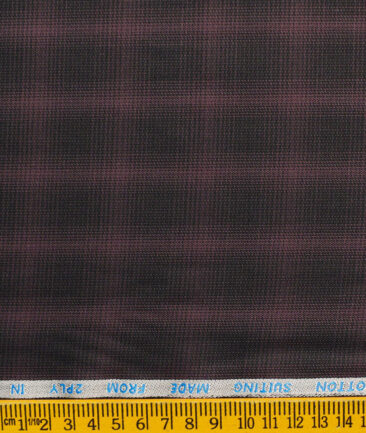 J.Hampstead Men's Cotton Checks 1.50 Meter Unstitched Trouser Fabric (Wine)