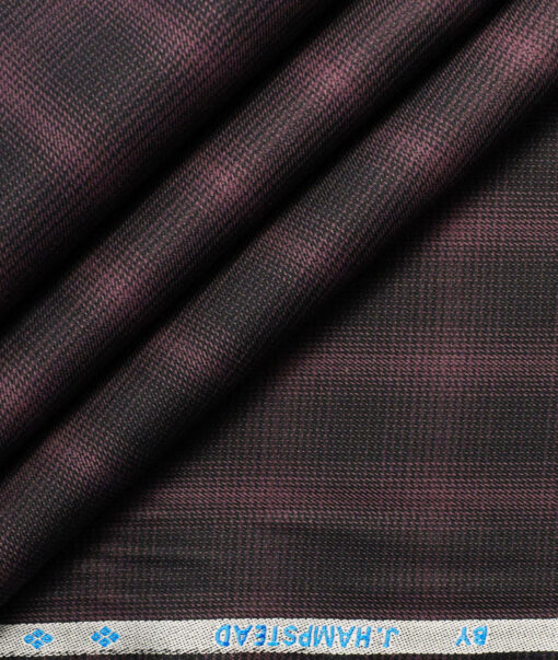 J.Hampstead Men's Cotton Checks 1.50 Meter Unstitched Trouser Fabric (Wine)