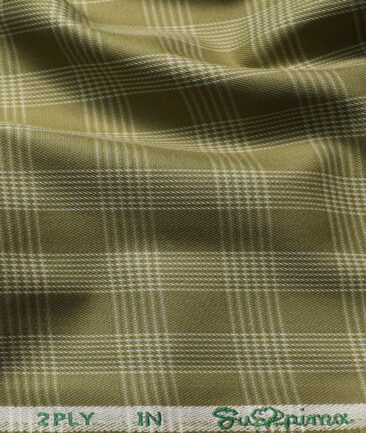 J.Hampstead Men's Cotton Checks 1.50 Meter Unstitched Trouser Fabric (Brown)