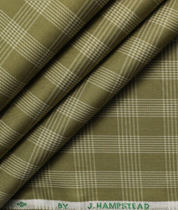 J.Hampstead Men's Cotton Checks 1.50 Meter Unstitched Trouser Fabric (Brown)