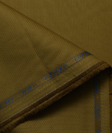 J.Hampstead Men's Cotton Structured 1.50 Meter Unstitched Trouser Fabric (Mustard Brown)