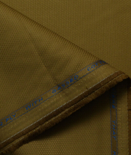 J.Hampstead Men's Cotton Structured 1.50 Meter Unstitched Trouser Fabric (Mustard Brown)