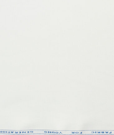 J.Hampstead Men's Cotton Solids  Unstitched Trouser Fabric (White) - Image 3