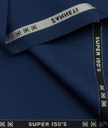 J.Hampstead Men's Wool Solids Super 150's 3.75 Meter Unstitched Suiting Fabric (Royal Blue)