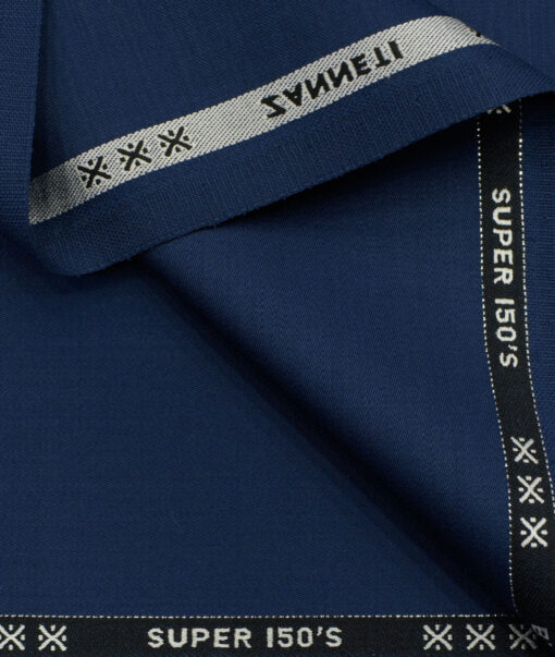 J.Hampstead Men's Wool Solids Super 150's 3.75 Meter Unstitched Suiting Fabric (Royal Blue)