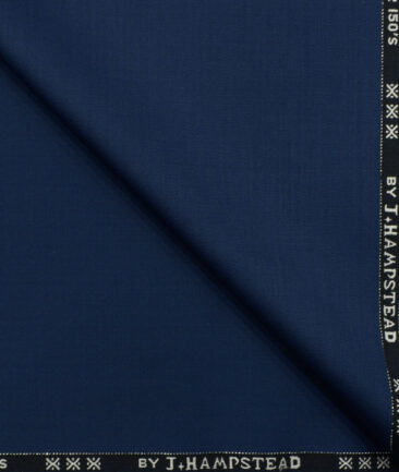 J.Hampstead Men's Wool Solids Super 150's 3.75 Meter Unstitched Suiting Fabric (Royal Blue)
