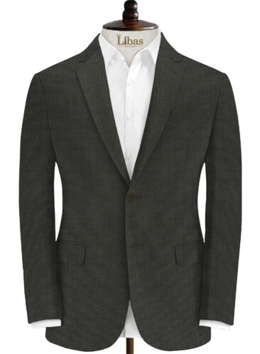 J.Hampstead Men's Wool Structured Super 90's 3.75 Meter Unstitched Suiting Fabric (Blackish Grey)