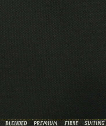 J.Hampstead Men's Wool Structured Super 100's 3.75 Meter Unstitched Suiting Fabric (Black)