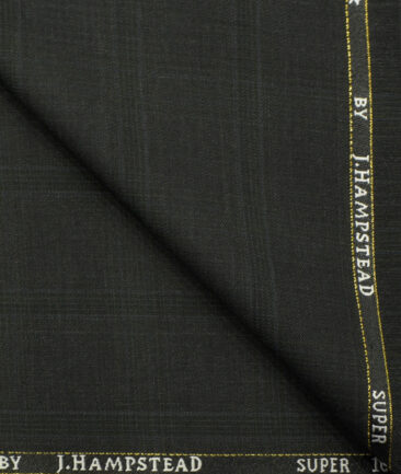 J.Hampstead Men's Wool Checks Super 100's3.75 Meter Unstitched Suiting Fabric (Dark Grey)