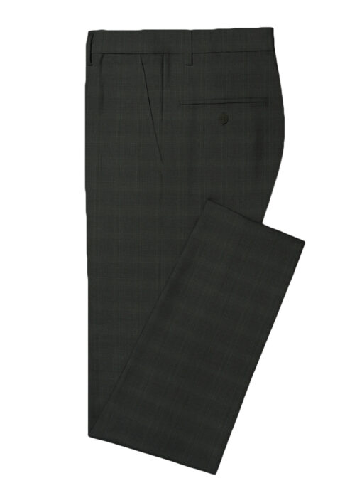 J.Hampstead Men's Wool Checks Super 100's3.75 Meter Unstitched Suiting Fabric (Dark Grey)