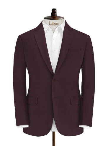J.Hampstead Men's Wool Checks Super 100's 3.75 Meter Unstitched Suiting Fabric (Dark  Wine)