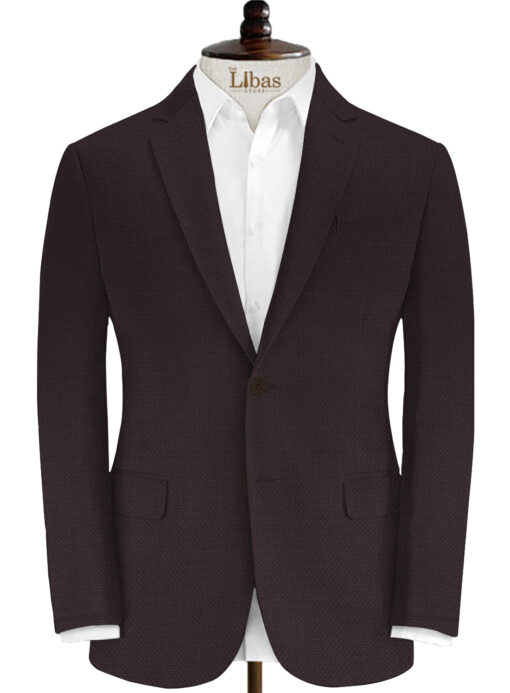 J.Hampstead Men's Wool Structured Super 100's 3.75 Meter Unstitched Suiting Fabric (Dark Wine)