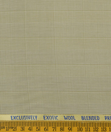 J.Hampstead Men's Wool Checks Super 100's 3.75 Meter Unstitched Suiting Fabric (Beige)