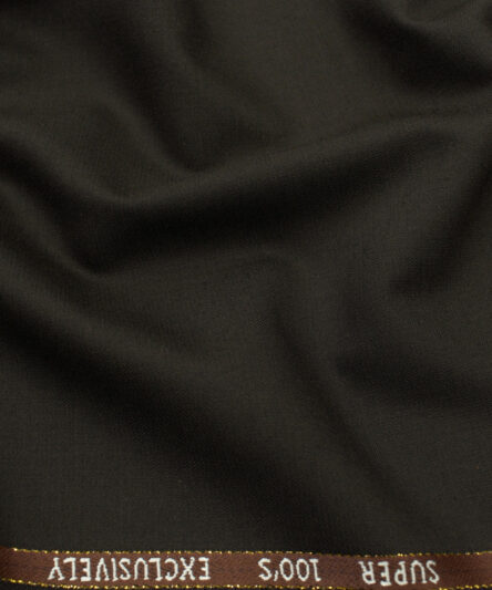 J.Hampstead Men's Wool Solids 3.75 Meter Unstitched Suiting Fabric (Dark Brown)