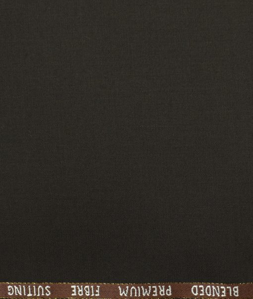 J.Hampstead Men's Wool Solids 3.75 Meter Unstitched Suiting Fabric (Dark Brown)