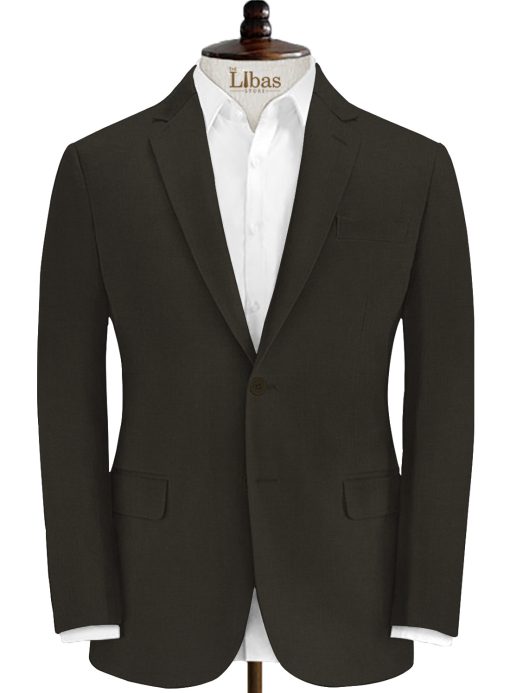 J.Hampstead Men's Wool Solids 3.75 Meter Unstitched Suiting Fabric (Dark Brown)