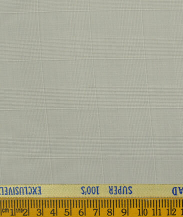 J.Hampstead Men's Wool Checks Super 100's 3.75 Meter Unstitched Suiting Fabric (Light Grey)
