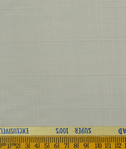 J.Hampstead Men's Wool Checks Super 100's 3.75 Meter Unstitched Suiting Fabric (Light Grey)