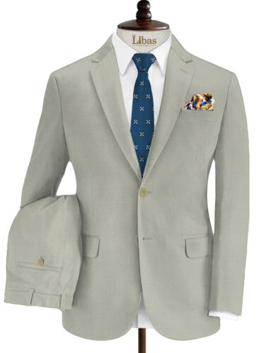 J.Hampstead Men's Wool Checks Super 100's 3.75 Meter Unstitched Suiting Fabric (Light Grey)