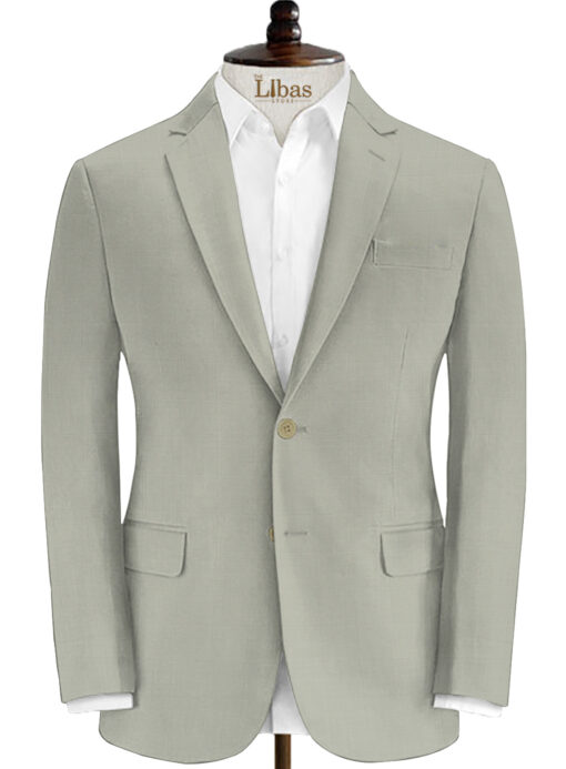 J.Hampstead Men's Wool Checks Super 100's 3.75 Meter Unstitched Suiting Fabric (Light Grey)