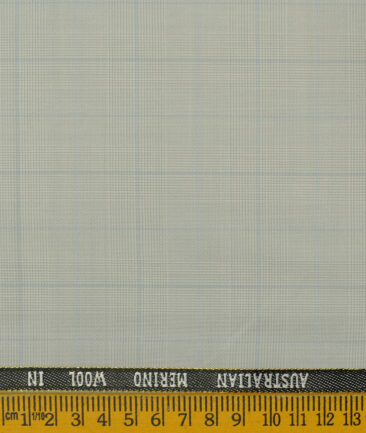 J.Hampstead Men's Wool Checks 3.75 Meter Unstitched Suiting Fabric (Light Pistachious Grey)