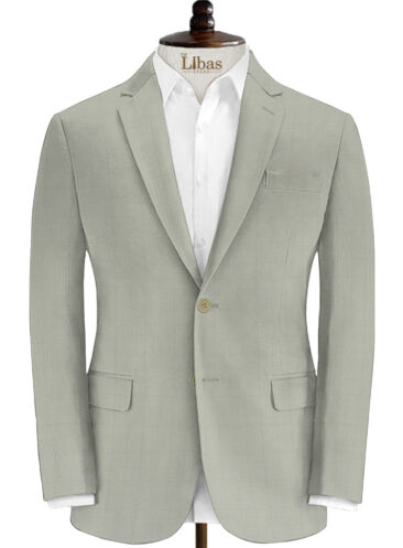 J.Hampstead Men's Wool Checks 3.75 Meter Unstitched Suiting Fabric (Light Pistachious Grey)