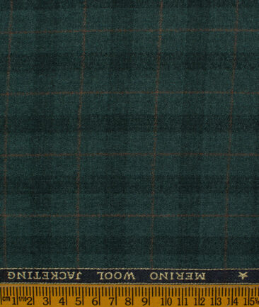 OCM Men's Wool Checks Very Fine  2 Meter Unstitched Tweed Jacketing & Blazer Fabric (Sea Green)
