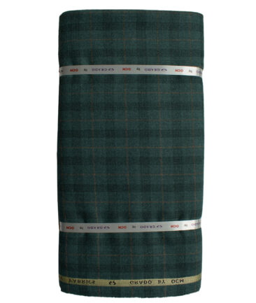 OCM Men's Wool Checks Very Fine  2 Meter Unstitched Tweed Jacketing & Blazer Fabric (Sea Green)