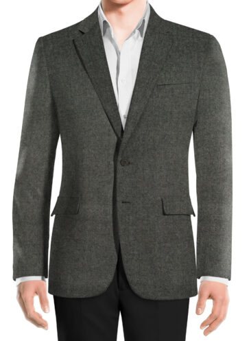 OCM Men's Wool Solids Thick  2.25 Meter Unstitched Tweed Jacketing & Blazer Fabric (Light Worsted Grey)