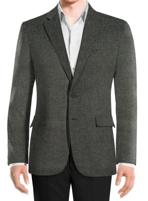 OCM Men's Wool Solids Thick  2.25 Meter Unstitched Tweed Jacketing & Blazer Fabric (Light Worsted Grey)
