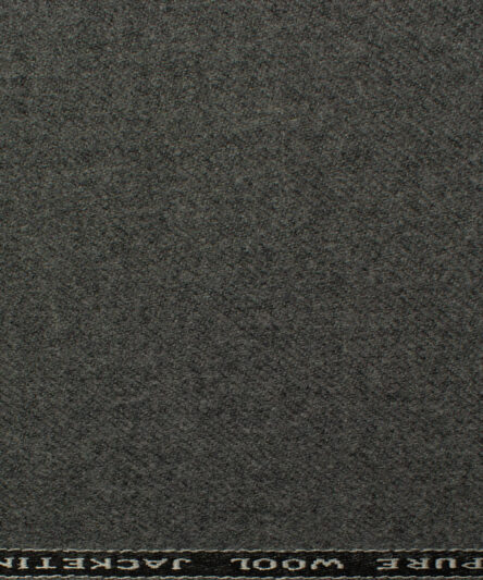 OCM Men's Wool Solids Thick  2.25 Meter Unstitched Tweed Jacketing & Blazer Fabric (Light Worsted Grey)