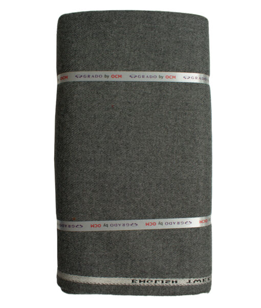 OCM Men's Wool Solids Thick  2.25 Meter Unstitched Tweed Jacketing & Blazer Fabric (Light Worsted Grey)