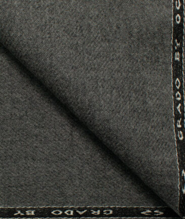 OCM Men's Wool Solids Thick  2.25 Meter Unstitched Tweed Jacketing & Blazer Fabric (Light Worsted Grey)