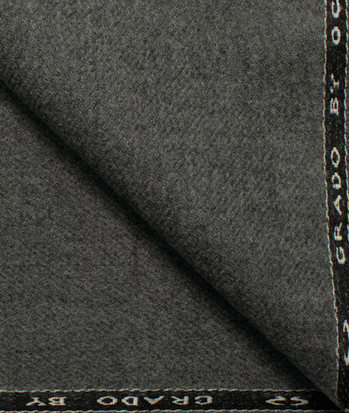 OCM Men's Wool Solids Thick  2.25 Meter Unstitched Tweed Jacketing & Blazer Fabric (Light Worsted Grey)